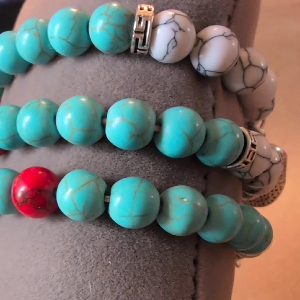 Chic Western White and Turquoise Color Beaded Bracelet Set